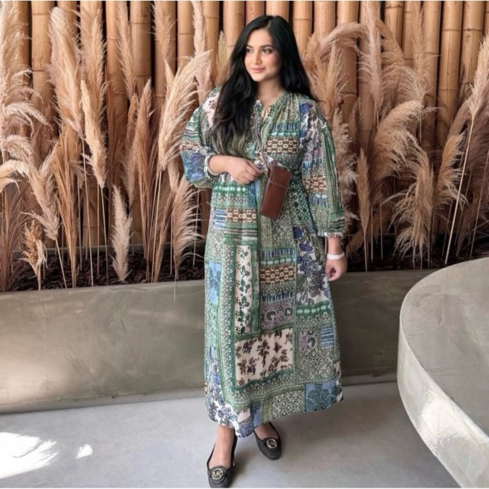 ZARA BLOGGERS FAVORITE PATCHWORK PRINT DRESS